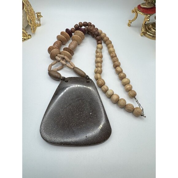 Oversized Ethnic Gypsy BOHEMIAN Tribal Wood Bead Necklace Collar Earth Tone - Picture 5 of 8